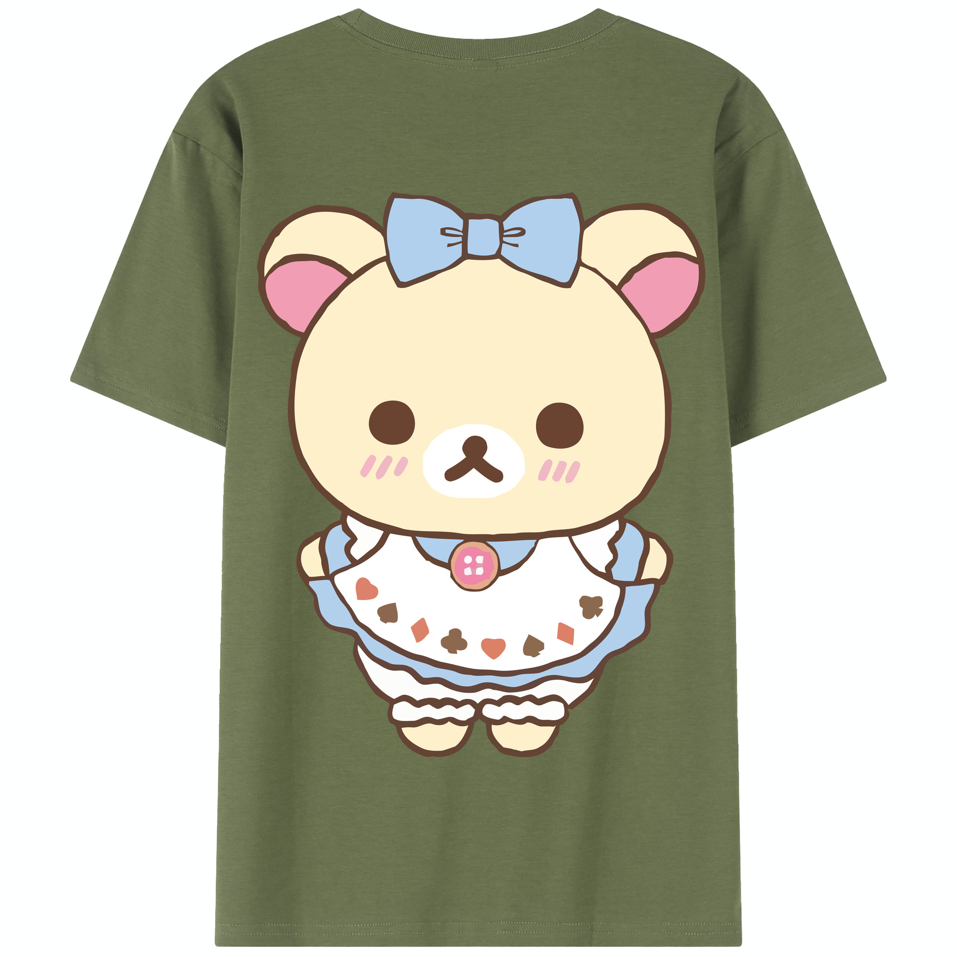 （画像用） リラックマ リラックマ キイロイトリ Rilakkuma Korilakkuma Kiiroitori 綿100％半袖Tシャツ（背面プリント）